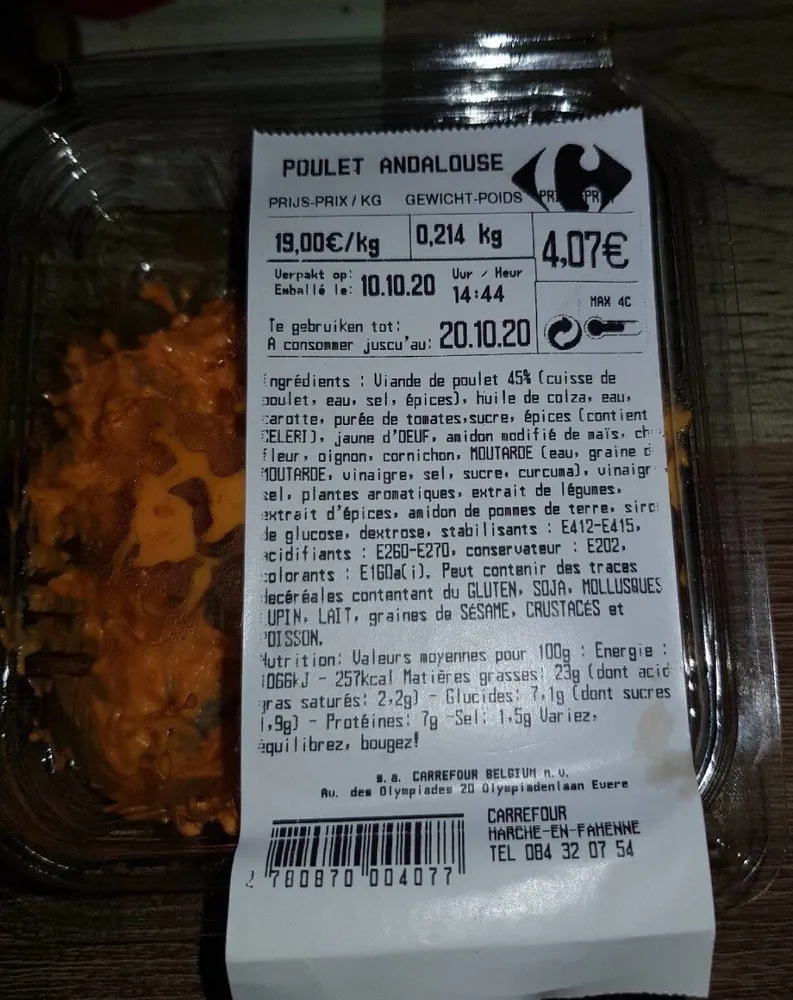 Poulet andalouse carrefour