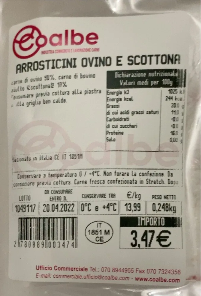 Arrosticini ovino e scottona