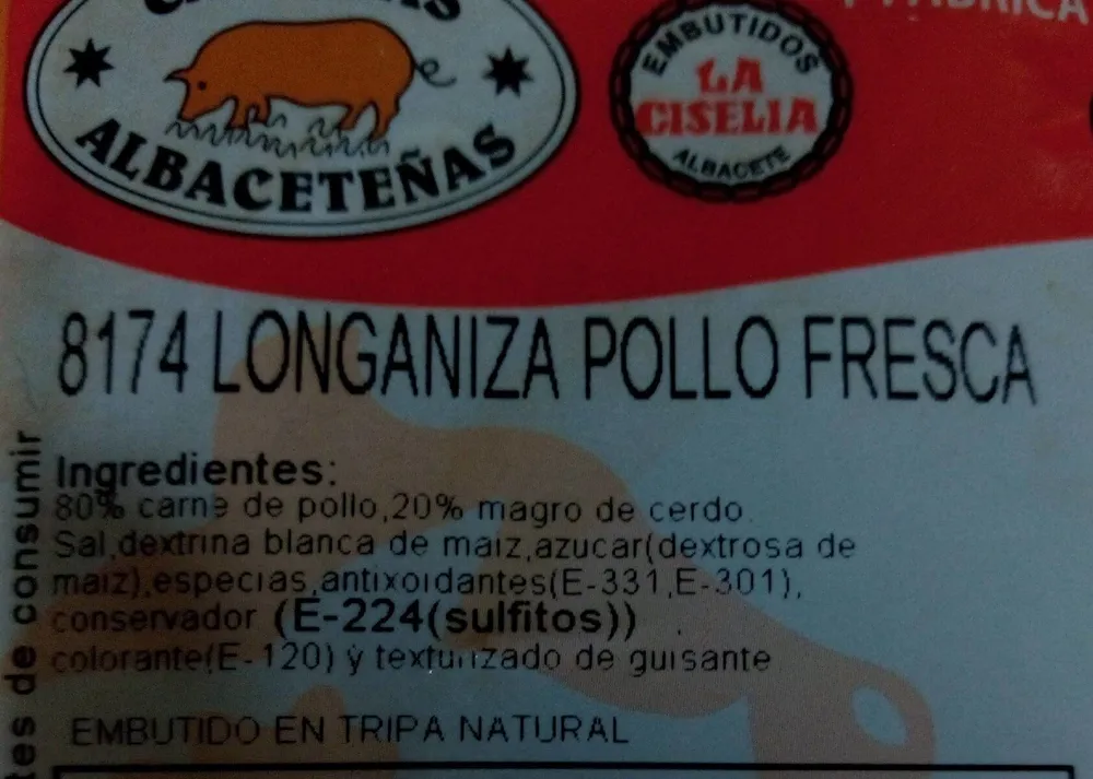 Longaniza de pollo fresca