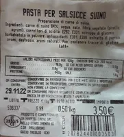 Pasta per salsicce suino