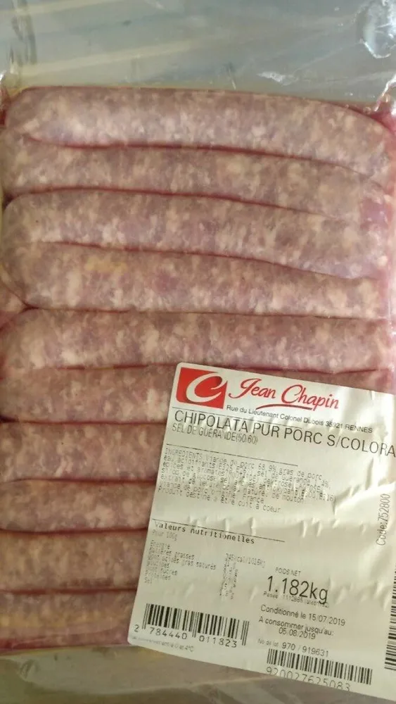 Chipolata pur porc sans colorant