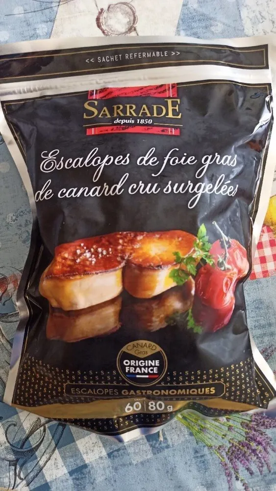 Escalopes de foie gras de canard cru surgelées