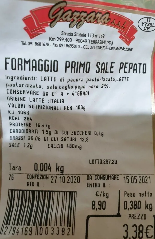 Formaggio primo sale pepato