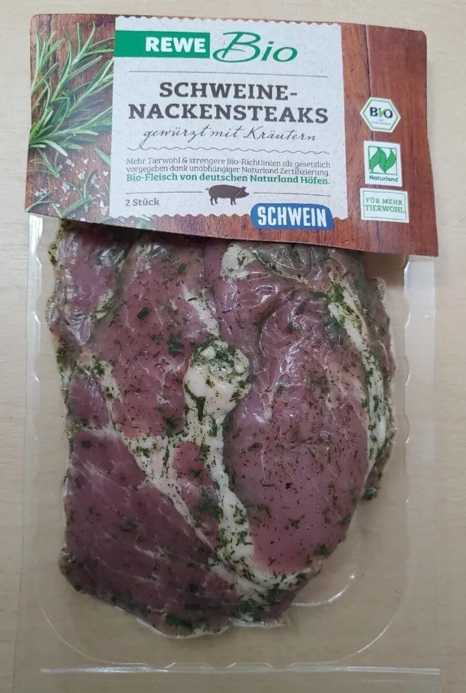 Schweine Nackensteaks - gewürzt mit Kräutern