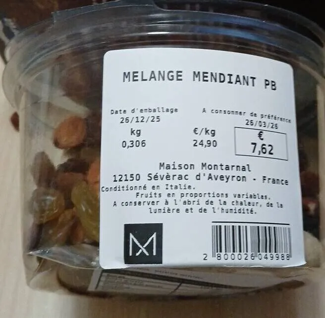 Mélange mendiant pb