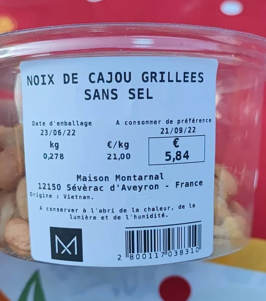 Noix de cajou sans sel
