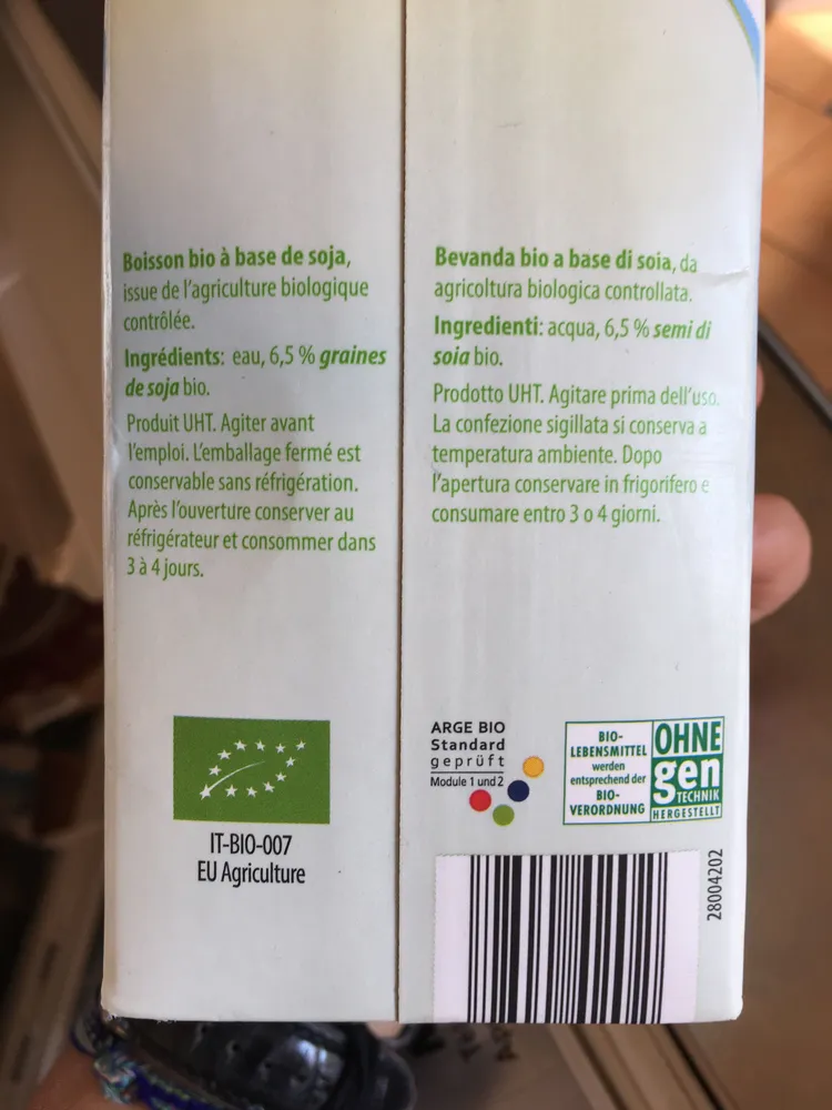 Boisson bio au soja