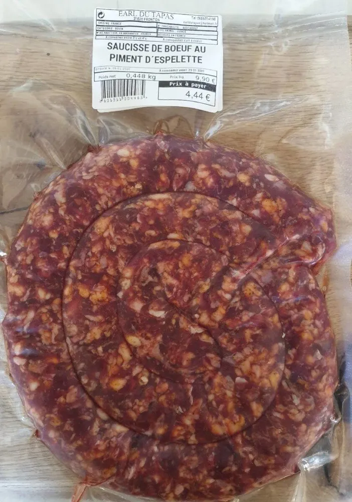 Saucisse de boeuf au piment d'espelette