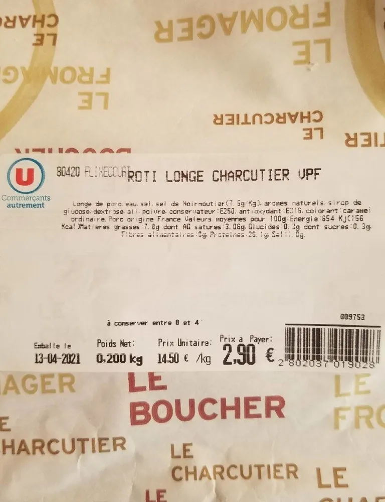 Rôti longe charcutier vpf