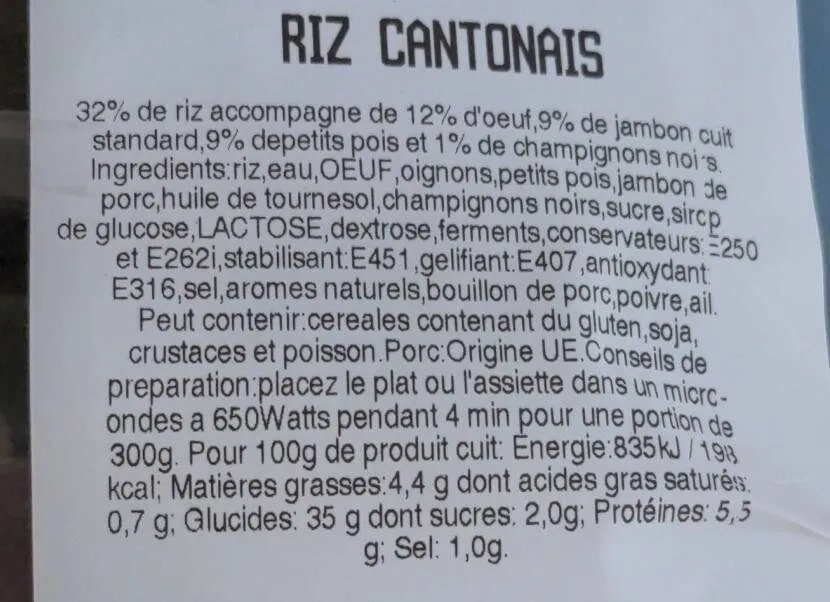 Riz cantonais super u