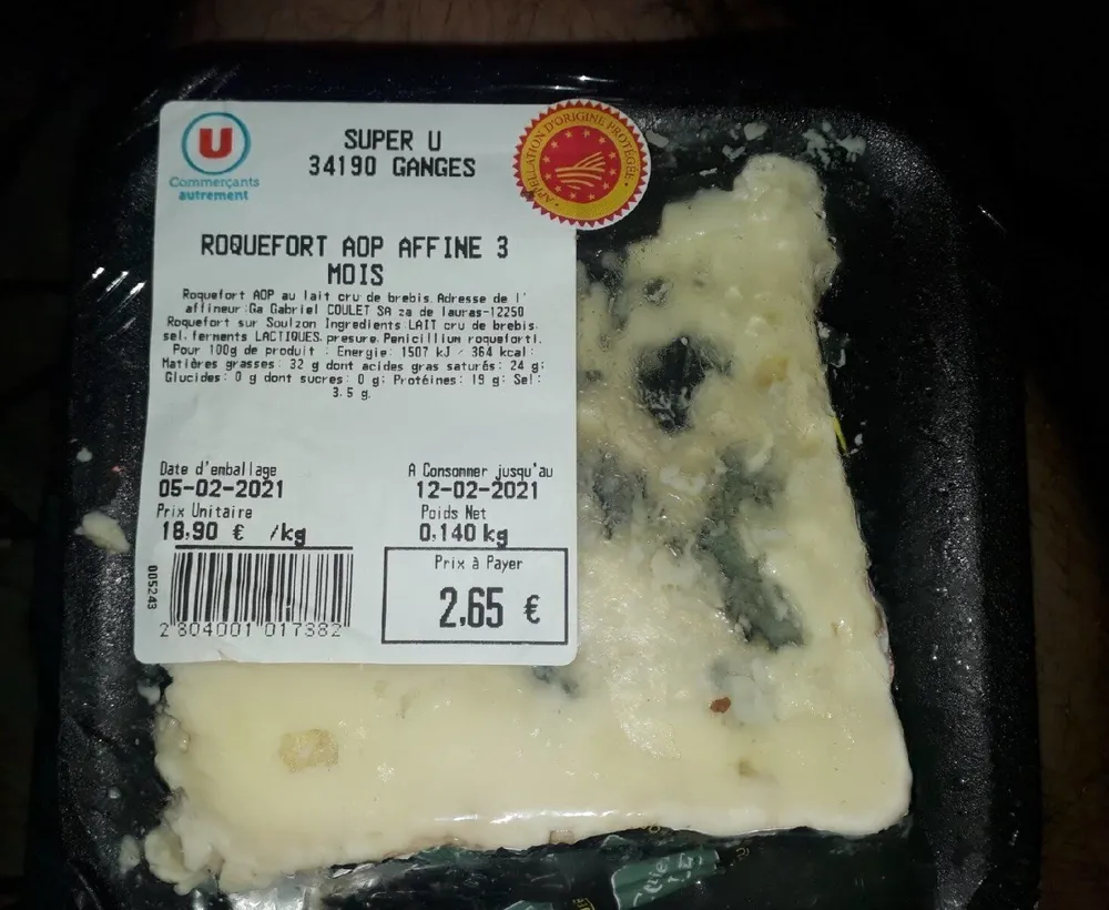 Roquefort AOP affiné 3 mois