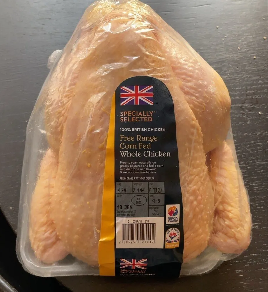 Free range corn fed whole chicken