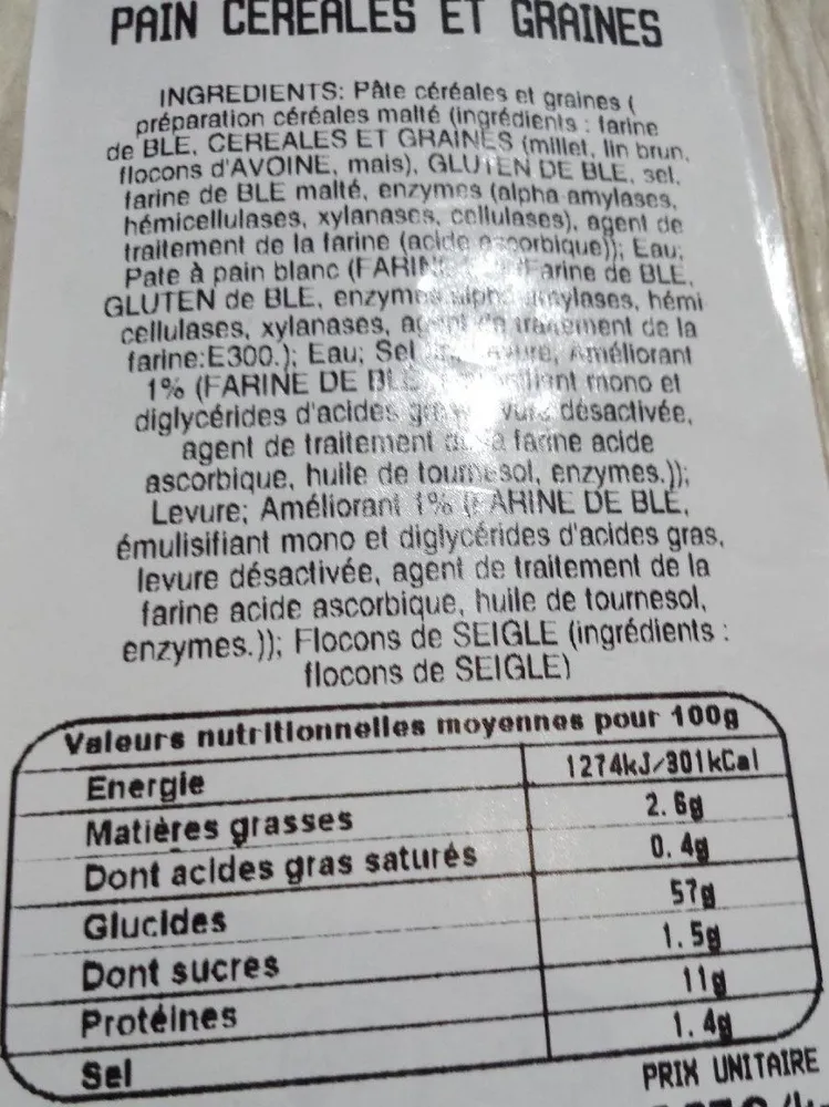 Pain céréales et graines