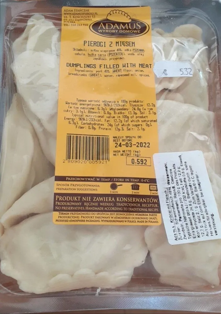 Knödel mit Fleisch gefüllt Piroggen