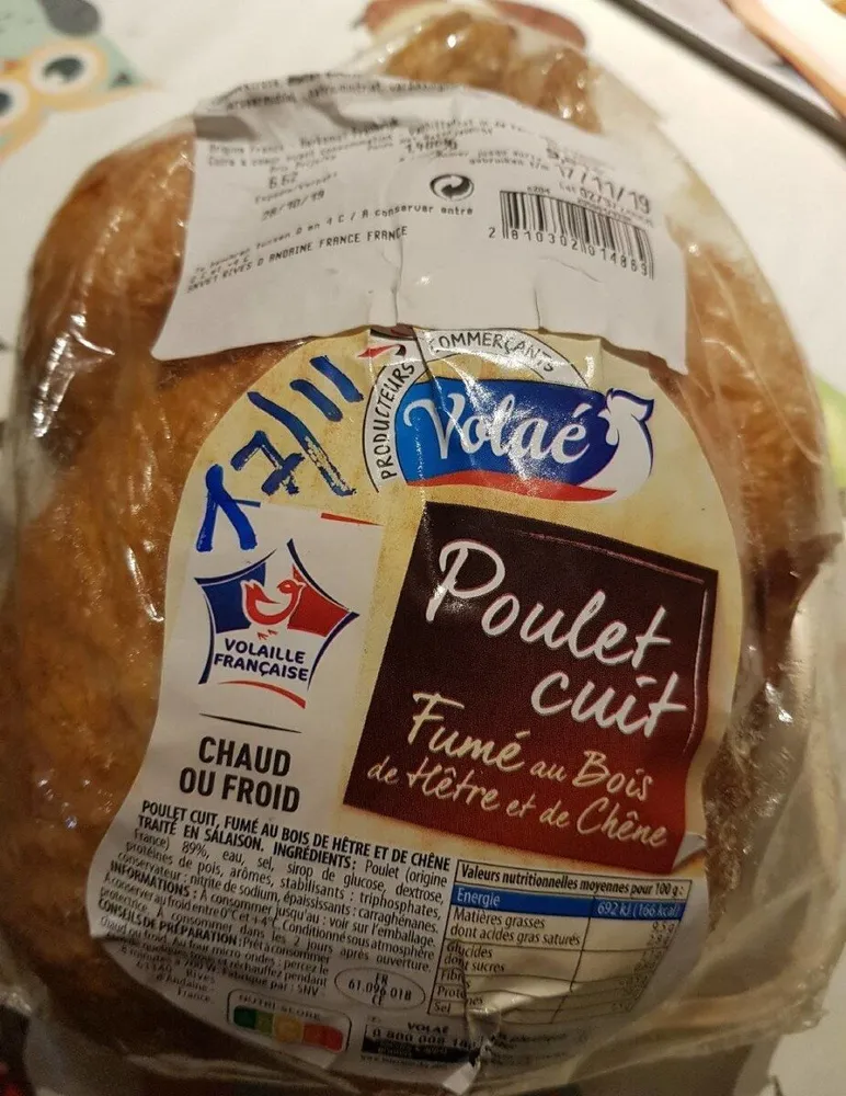 Poulet cuit fumé au bois de hêtre et de chêne