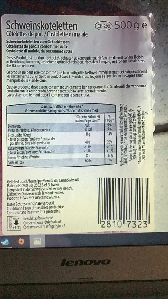 Côtelettes de porc