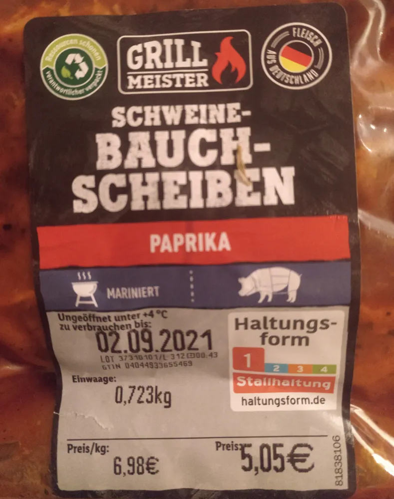 Schweinebauchscheiben - Paprika