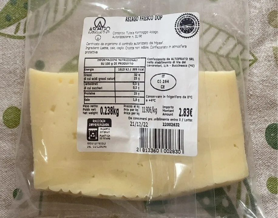 Asiago fresco dop