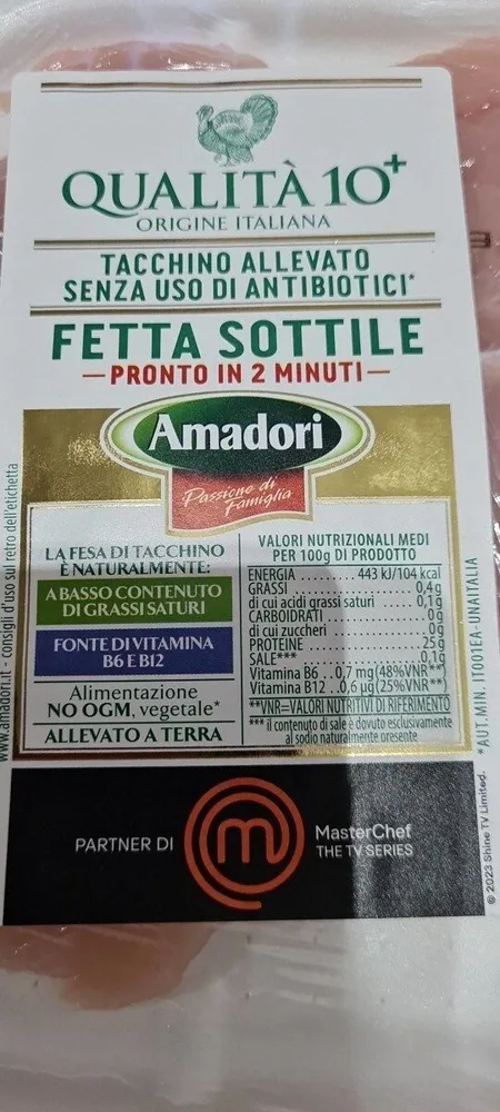 Tacchino allevato senza uso di antibiotici - Fetta sottile