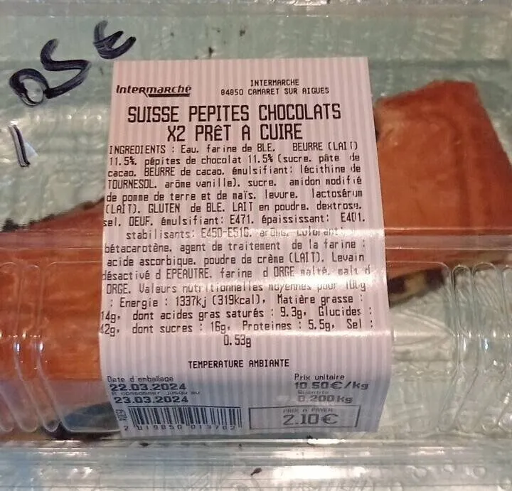 Suisse pépites chocolats X2 prêt à cuire