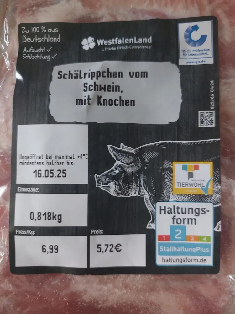 Schälrippchen vom Schwein mit Knochen