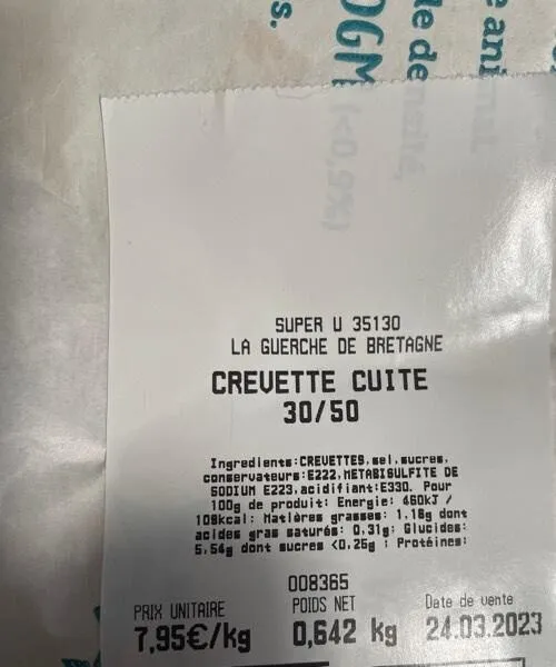 Crevette cuite 30/50