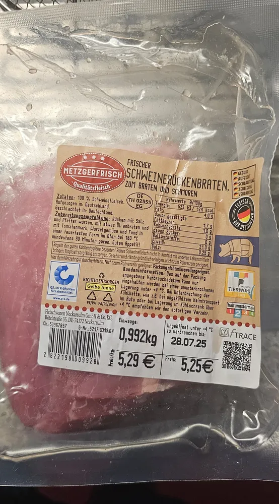 FRISCHER SCHWEINERÜCKENBRATEN