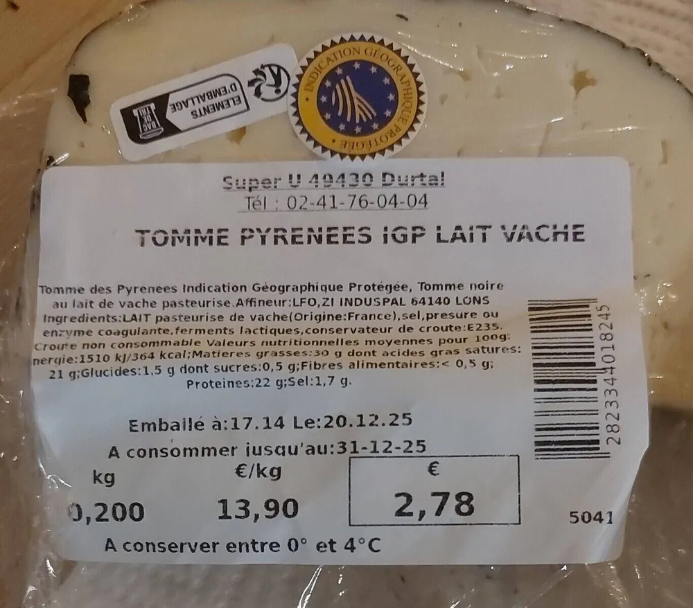 Tommes Pyrénées IGP