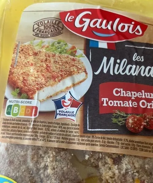 Escalope milanaise chapelure tomate origan