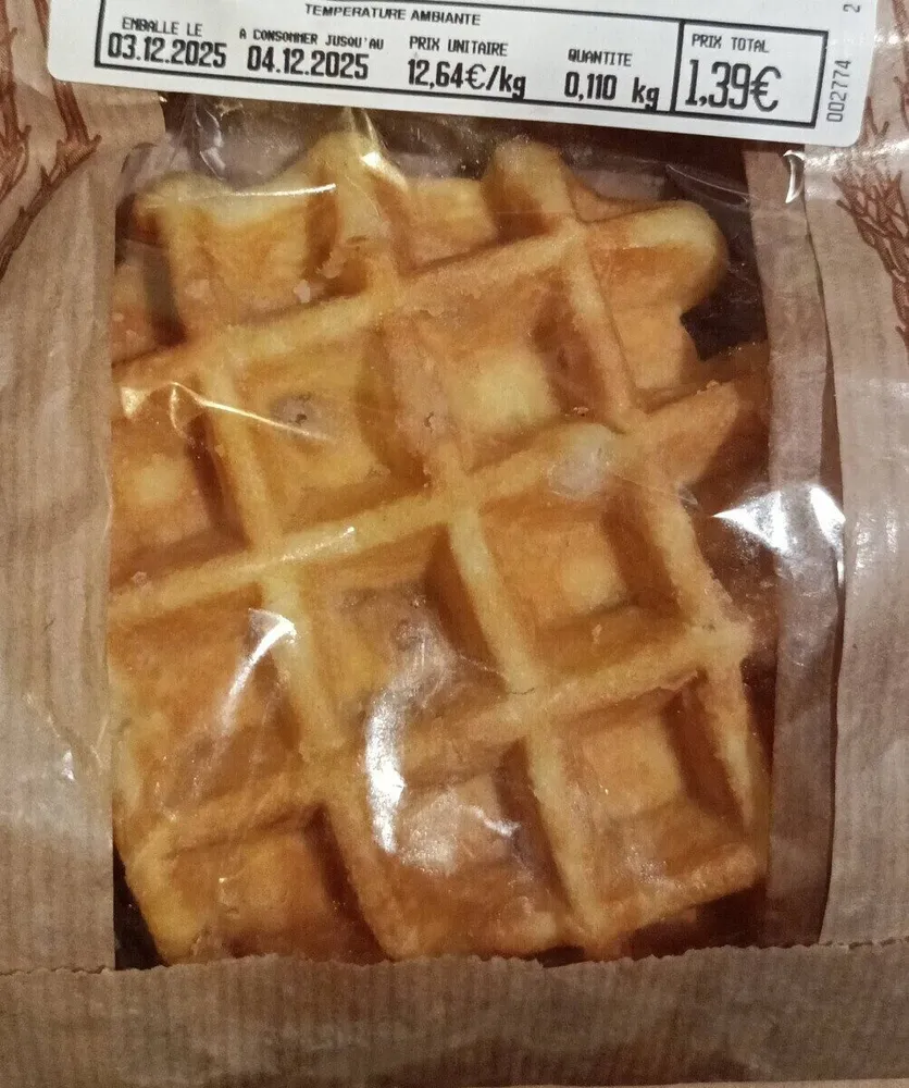 Gaufre de Liège à la vanille décongelée