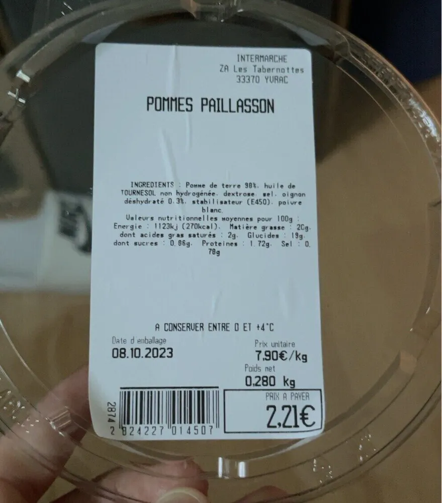 pommes paillasson