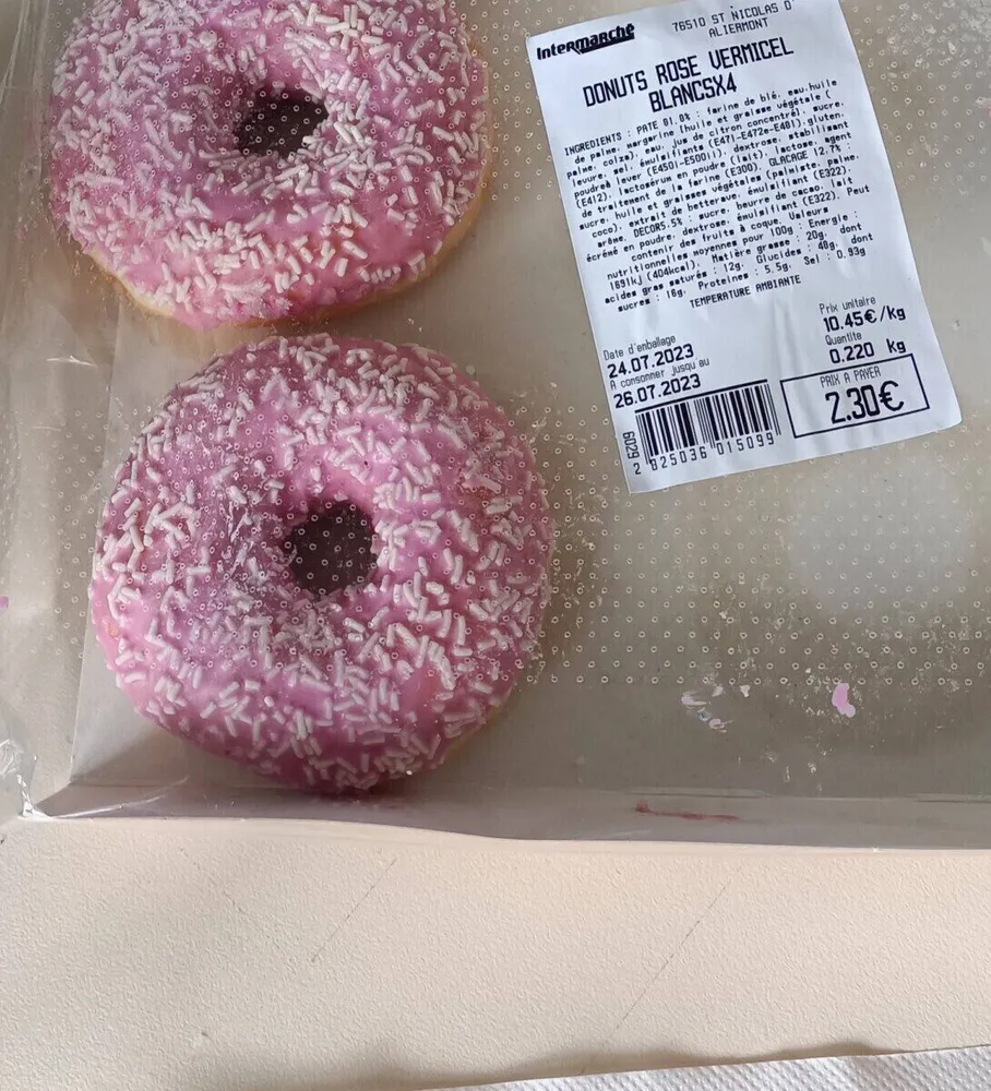 Donuts rose vermicel blancsx4