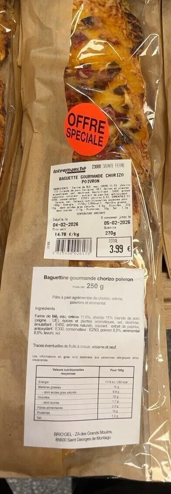 Baguette gourmande chorizo poivrons