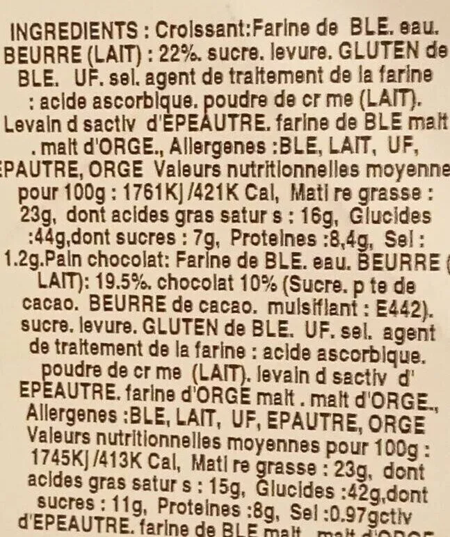 Assortiment viennoiseries pur beurre