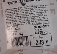 Rosette supérieure pur porc