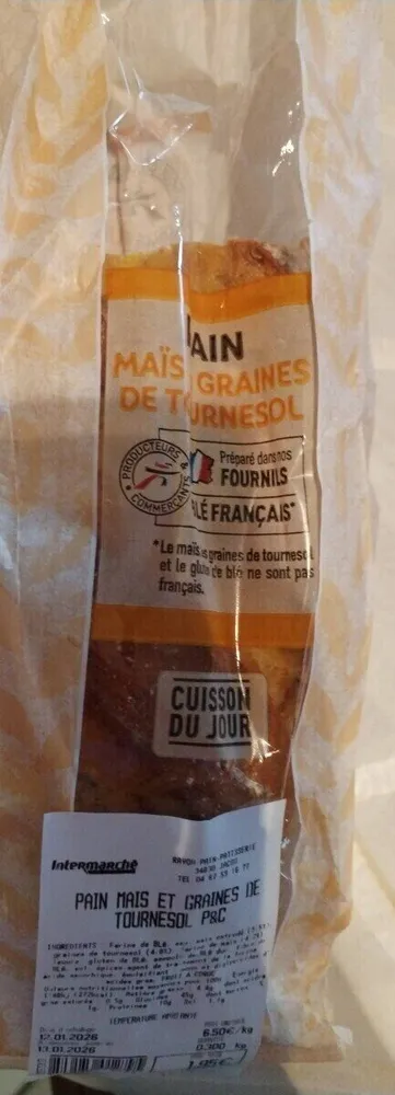 Pain mais et graines de tournesol