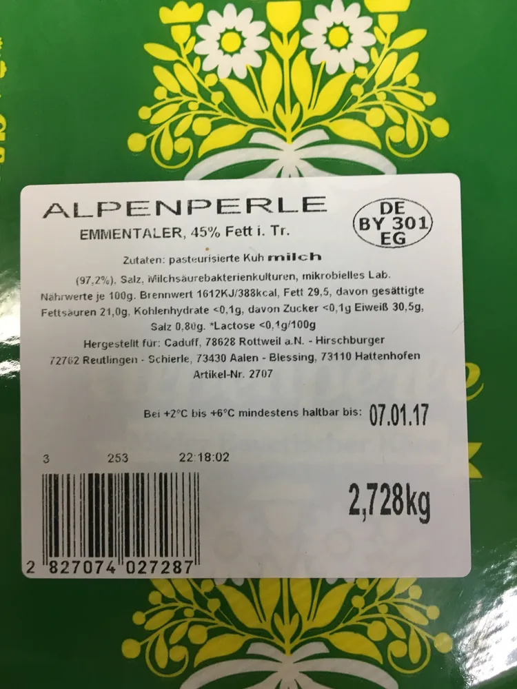 Emmentaler, 45% Fett i. Tr