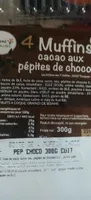 4 Muffins cacao aux pépites de chocolat
