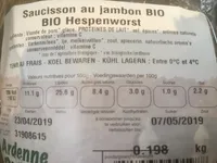 Saucisson de jambon bio