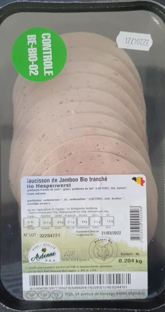 Saucisson de Jambon Bio tranché