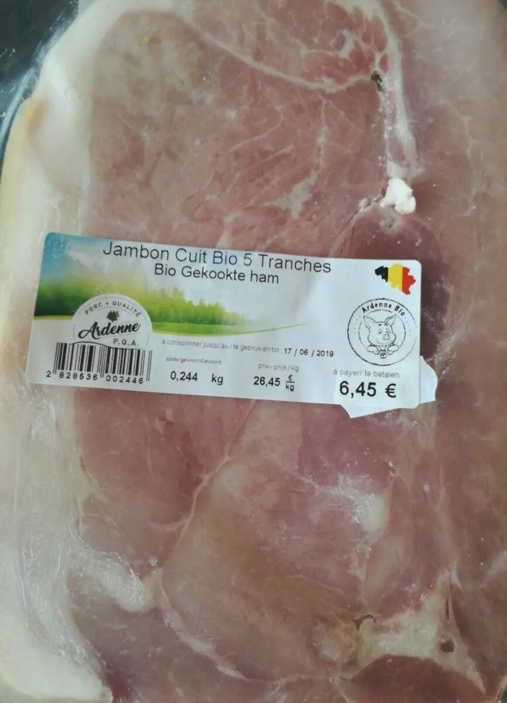 Ardenne bio jambon cuit bio 5 tranches
