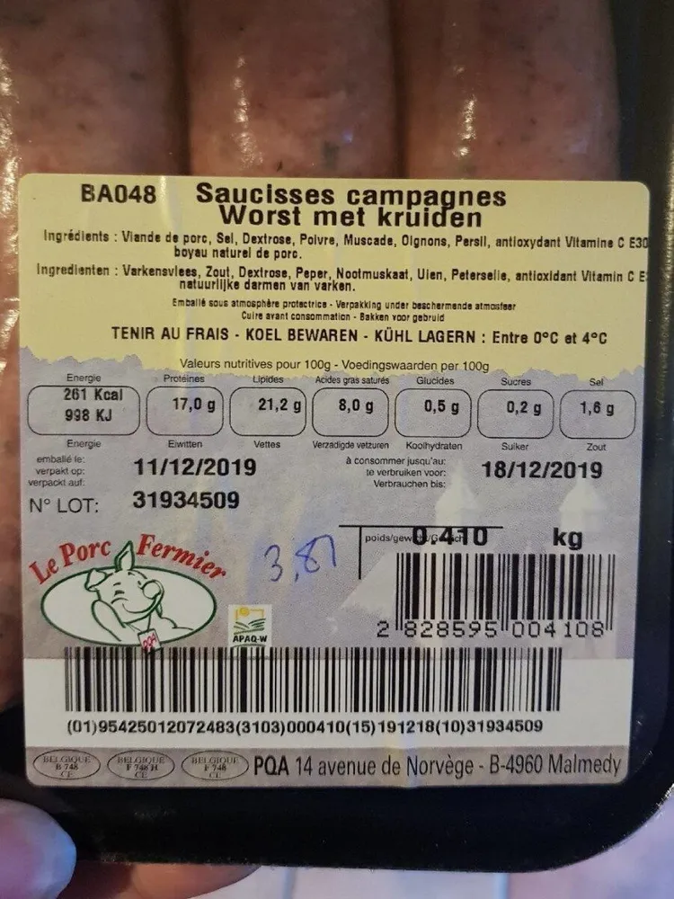 Saucisses de campagne