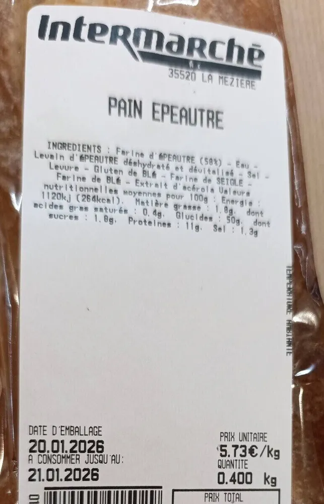 Pain à l'epautre