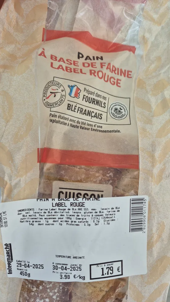 PAIN À BASE DE FARINE LABEL ROUGE