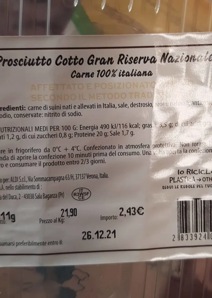 Prosciutto cotto