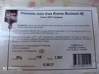 Prosciutto Cotto Gran Riserva Nazionale AQ carne 100%italiana