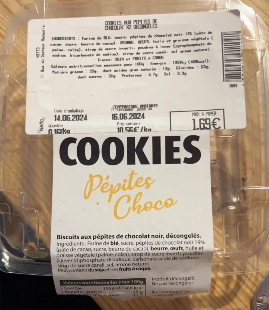 cookies aux pepites de chocolat