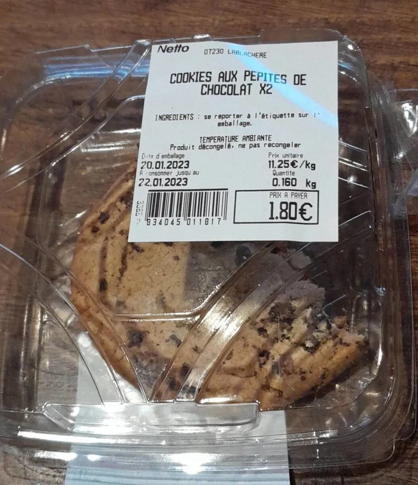 Cookies aux pépites de chocolat ×2