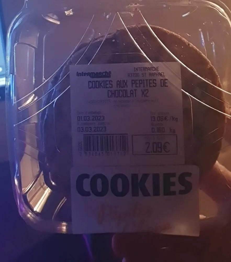 Cookies aux pepites de chocolat x2
