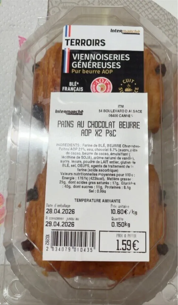 Pain au chocolat beurre